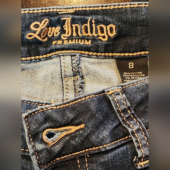 NWOT Love Indigo Premium Blue Boho Embroidery Floral Flower Jeans 8 Ankle Skinny - Picture 3 of 7